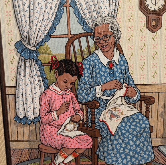 C.Carson African -american Painting Canvas Wood Frame Signed Wall Art 20x16 - Picture 3 of 9